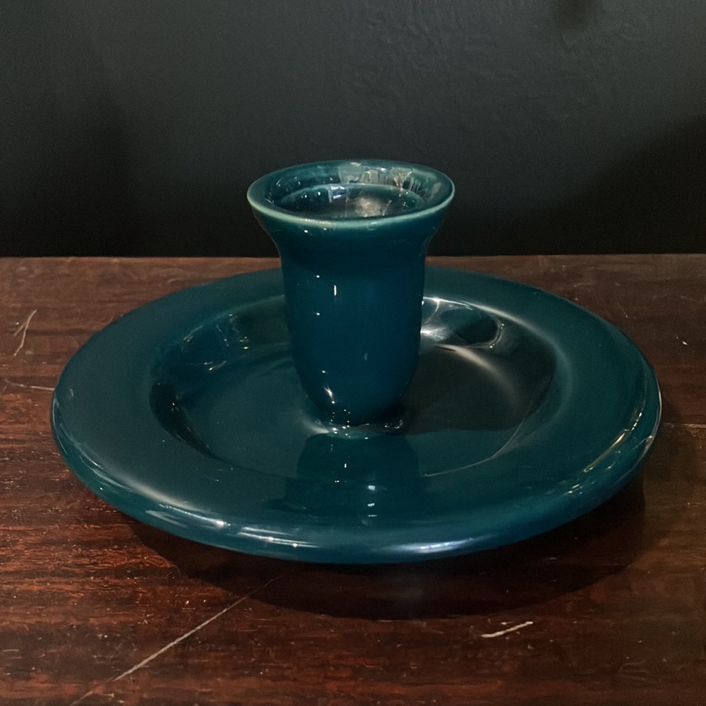 Vintage Hall Blue/Teal Ceramic Candlestick Holder
